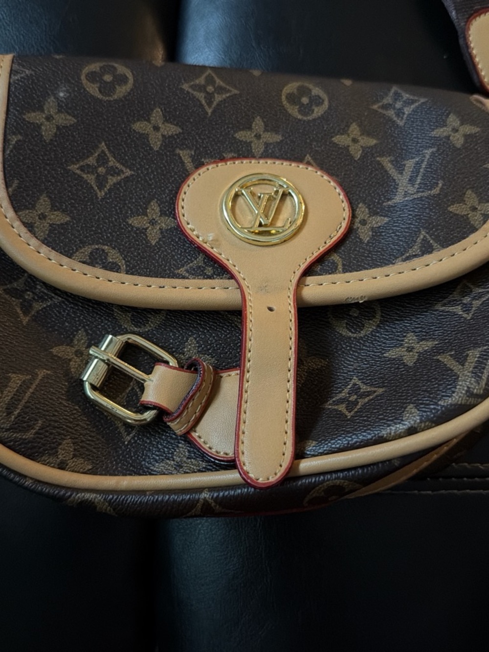 Louis Vuitton Brown Monogram Crossbody with Natural Vachetta and Red Edge